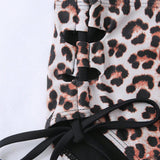 Conjunto de bikini sexy de estampado de leopardo de 2024 para mujeres, traje de bano retro de cintura alta y cuello halter