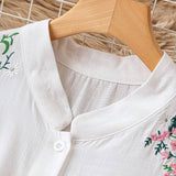 Camisa sin mangas de verano de a grande con botones frontales bordados y escote en V