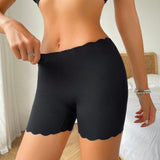 4 piezas de shorts de mujer de cintura alta con decoracion de borde festoneado comodos y elasticos para uso casual