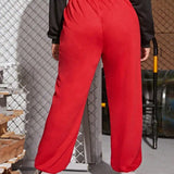 Pantalones deportivos casuales haren rojos de estilo nuevo, holgados, con cintura elastica y tobillo conico