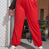 Pantalones deportivos casuales haren rojos de estilo nuevo, holgados, con cintura elastica y tobillo conico