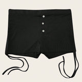 Shorts casuales y elegantes para mujer, shorts sexys con estampado y franjas a los lados con cordon ajustable, 1 pieza