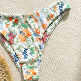 VCAY Conjunto de bikini estampado floral para mujer, estampado aleatorio