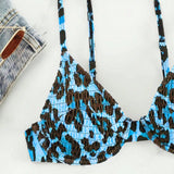 NEW Conjunto de bikini con estampado de leopardo y copa push-up para mujeres