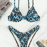 NEW Conjunto de bikini con estampado de leopardo y copa push-up para mujeres