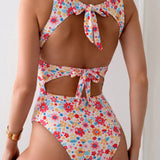 Swim Traje de bano de una sola pieza con estampado floral para vacaciones de verano en la playa