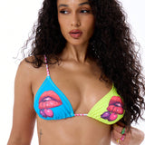 MUSERA Top de bikini triangular con diseno de labios, ideal para el verano