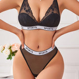 Conjunto de Brasier inalambrico con encaje para mujer de 2 piezas