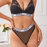 Conjunto de Brasier inalambrico con encaje para mujer de 2 piezas