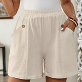 EMERY ROSE Shorts de pierna ancha de cintura elastica para mujer en algodon para uso casual en verano