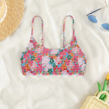 Swim Mod Top de bikini con estampado floral aleatorio para vacaciones en la playa