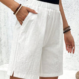 Frenchy Mujeres Shorts de algodon casual de cinco puntas y color puro para vacaciones