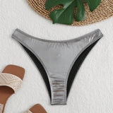 Swim Bottom del bikini de vacaciones en la playa con acabado metalico