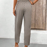 Frenchy Pantalones ajustados con estampado floral y cintura ajustable para mujer