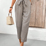 Frenchy Pantalones ajustados con estampado floral y cintura ajustable para mujer