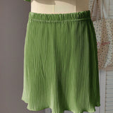 EZwear Conjunto de dos piezas para verano, top corto de halter para mujeres con pliegues tejidos verdes y mini falda