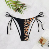 Swim Parte de abajo de bikini de la mujer con parche estampado de leopardo para vacaciones en la playa y la piscina