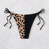 Swim Parte de abajo de bikini de la mujer con parche estampado de leopardo para vacaciones en la playa y la piscina