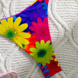 VCAY Conjunto de bikini floral para vacaciones de verano para mujeres de talla grande con cierre de corbata en el cuello y diseno atractivo, traje de bano para vacaciones