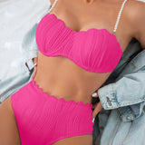 NEW Conjunto de bikini sexy de vacaciones para mujer con decoracion de perlas falsas