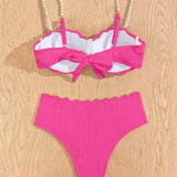 NEW Conjunto de bikini sexy de vacaciones para mujer con decoracion de perlas falsas