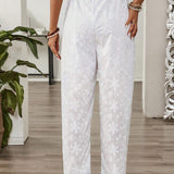 EMERY ROSE Pantalones largos blancos y texturizados para dama, ideales para verano