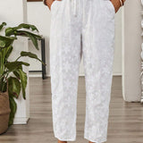 EMERY ROSE Pantalones largos blancos y texturizados para dama, ideales para verano