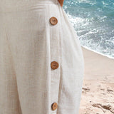 EMERY ROSE Shorts decorativos casuales de vacaciones para mujer con botones
