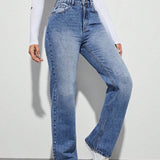 Prive Jeans para mujer de ajuste recto y corte cenido con bolsillos, en Jean sin estiramiento