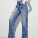 Prive Jeans para mujer de ajuste recto y corte cenido con bolsillos, en Jean sin estiramiento
