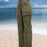 VCAY Jeans de mezclilla rectos para mujer con bolsillos, ropa de trabajo casual