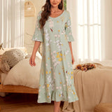 Serenescape Vestido De Dormir De Flores Con Volantes Para Mujer