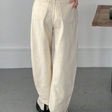 Jeans de mezclilla con pierna recta y bolsillos para mujer, casual y adecuado para salidas diarias