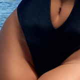 Swim SXY Traje de bano de una pieza de mujer de unicolor con detalle de agujeros, diseno descubierto en la espalda y con tirantes finos para playa y vacaciones sexys