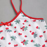 WYWH Conjunto de top de tanque con patron de frutas de verano y decoracion de lazo y falda midi ajustada para mujer