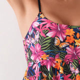 Swim Top tipo camisola de bikini estampado para mujer, patron aleatorio, con derechos de autor