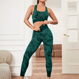 Yoga Basic Conjunto deportivo de top corto y leggings de mujer con estampado de camuflaje