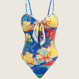 VCAY Traje de bano de una pieza para mujer con estampado colorido, estilo de vacaciones