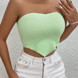 BAE Top sin tirantes casual de verano para mujer con dobladillo irregular y unicolor