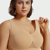 Conjunto de 3 sostenes para mujeres de talla grande sin costuras, comodos, inalambricos y transpirables (Color piel/Gris/Negro)