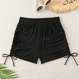 Swim Shorts de malla de unicolor para cubrir la playa con cordon lateral para mujer en verano
