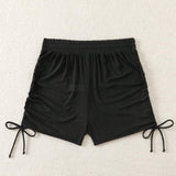 Swim Shorts de malla de unicolor para cubrir la playa con cordon lateral para mujer en verano