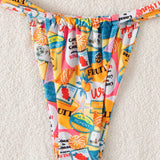 NEW  Swim Conjunto de bikini sexy para mujer con estampado geometrico de vacaciones (2 piezas), estampado aleatorio