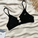 Swim Bikini sexy para mujer con conexion brillante en forma de O