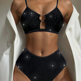 Swim Bikini sexy para mujer con conexion brillante en forma de O