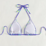 Swim Event Bikini de cuello halter con estampado de mariposas para mujer, ideal para vacaciones, patron aleatorio