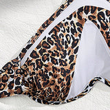 Swim SXY Conjunto de bikini de leopardo para mujer con cuello halter, lazos cruzados y soporte con estampado aleatorio para vacaciones