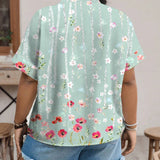 Camisa casual de a grande con estampado completo, adecuada para el verano