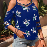 EMERY ROSE Blusa de mujer con hombros descubiertos y patron floral aleatorio