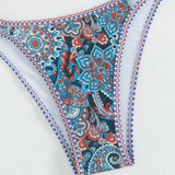 VCAY Bottom de bikini de playa con estampado floral al azar de estilo Vintage para mujeres